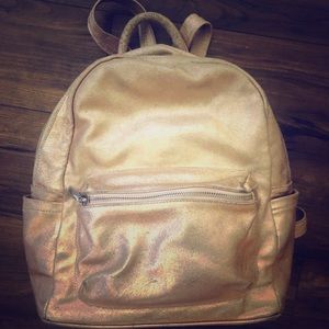 AQUA rose gold metallic leather backpack purse